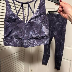 All In Motion Purple Marble-Print Strappy Sports Bra and Legging Set